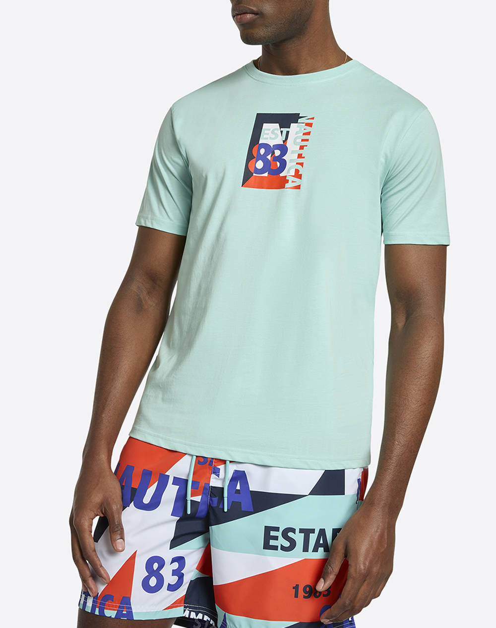 Nautica T Shirt Ss Lutz T Shirt Men Clothes T Shirts & Sweatshirts T Shirts Aqua Cotton,Fabric 3Ncn1R02913 400 Male T-Shirts