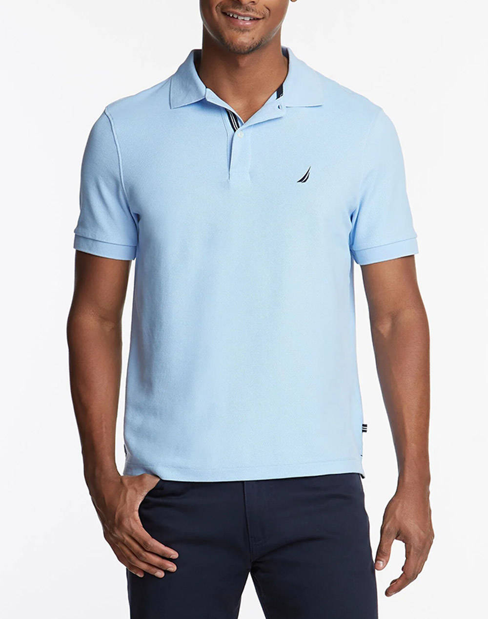 Nautica Solid Anchor Deck C/O Polo Shirt Men Clothes T Shirts & Sweatshirts Polo Lightblue Cotton,Synthetic 3Nck41050 4Nn Male Polo Blue