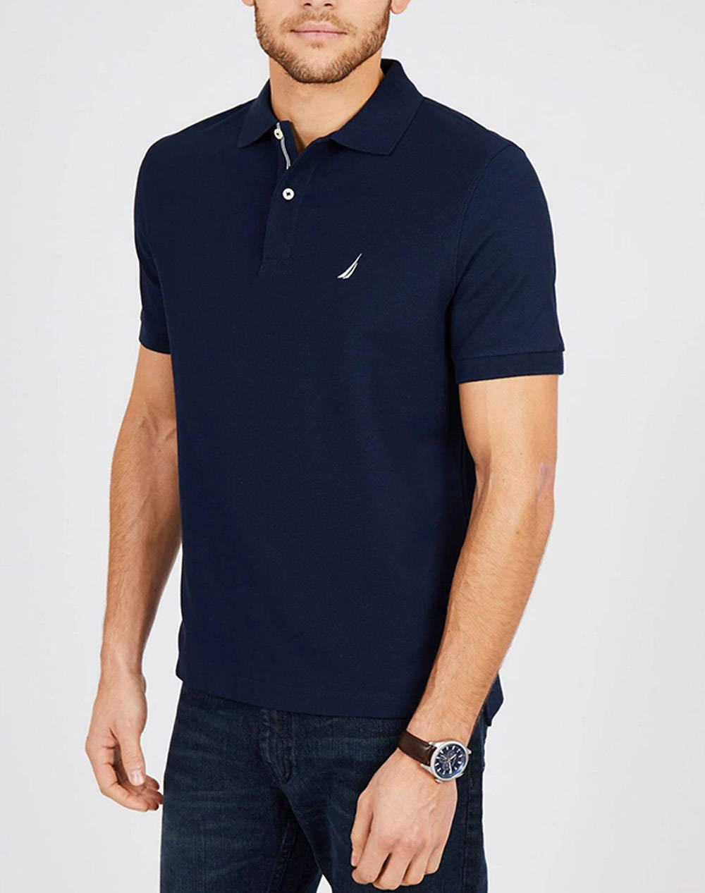 Nautica Solid Anchor Deck C/O Polo Shirt Men Clothes T Shirts & Sweatshirts Polo Navyblue Cotton,Synthetic 3Nck41050 4Nv/444 Male Polo Blue