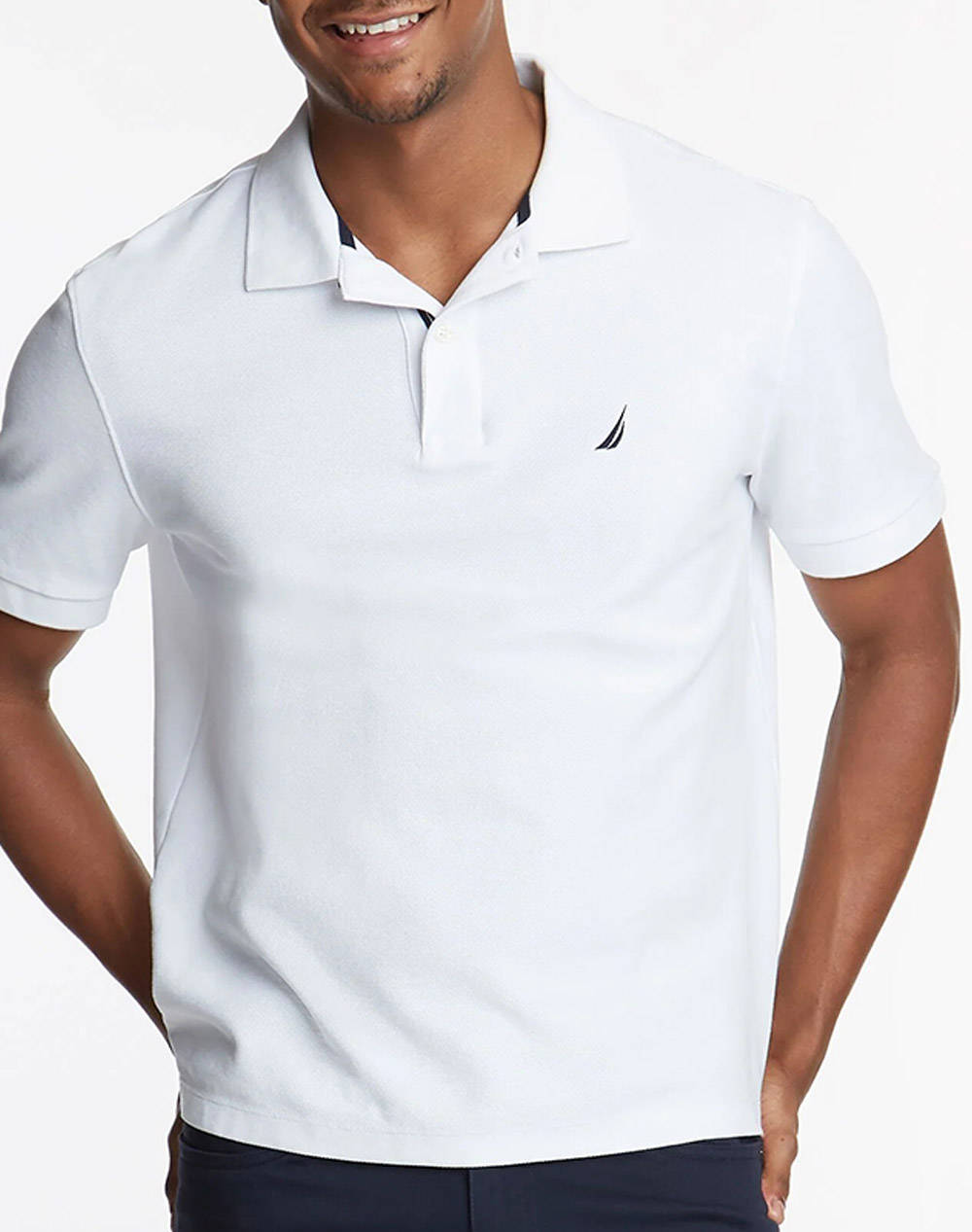 Nautica Solid Anchor Deck C/O Polo Shirt Men Clothes T Shirts & Sweatshirts Polo White Cotton,Synthetic 3Nck41050 1Bw Male Polo