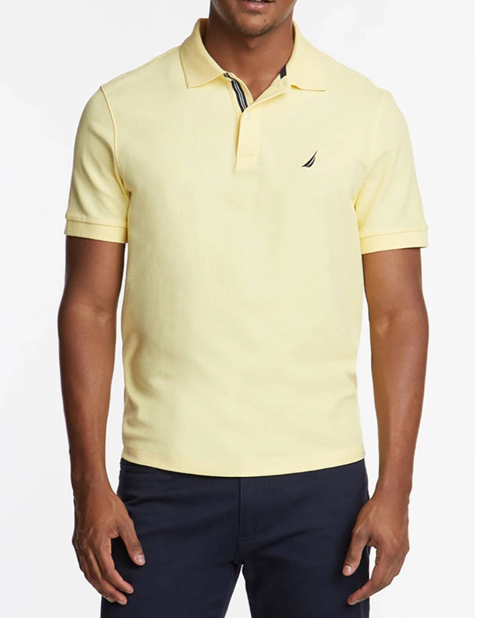 Nautica Solid Anchor Deck C/O Polo Shirt Men Clothes T Shirts & Sweatshirts Polo Yellow Cotton,Synthetic 3Nck41050 7Cn Male Polo