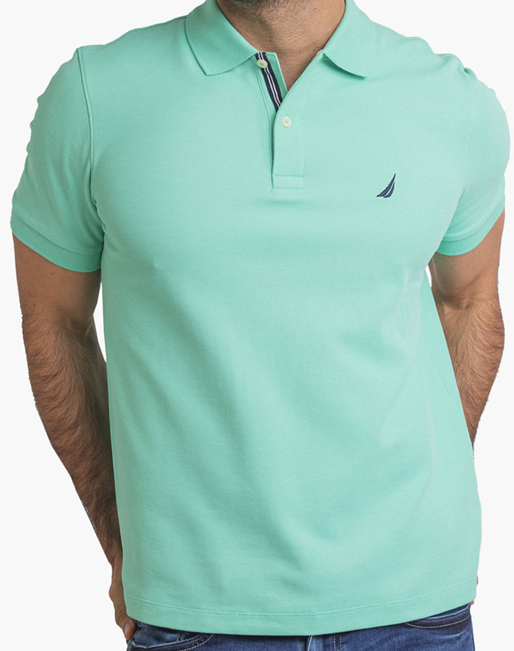 Nautica Polo Shirt Ss Fca Classic Fit Deck Polo Men Clothes T Shirts & Sweatshirts Polo Aqua Cotton 3Nck17000 4Xn Male Polo