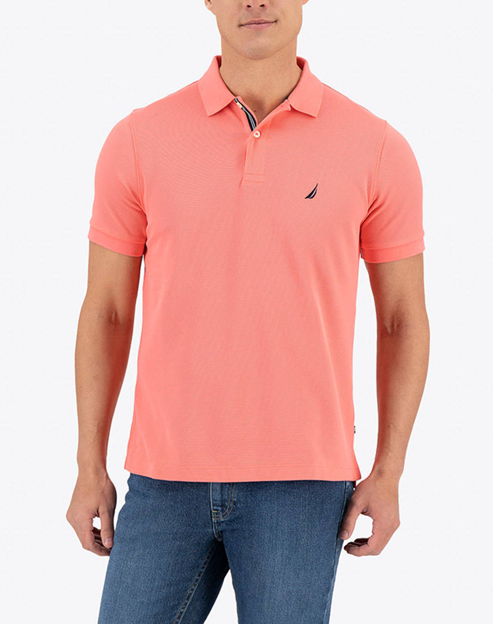Nautica Polo Shirt Ss Fca Classic Fit Deck Polo Men Clothes T Shirts & Sweatshirts Polo Coral Cotton 3Nck17000 6Th Male Polo