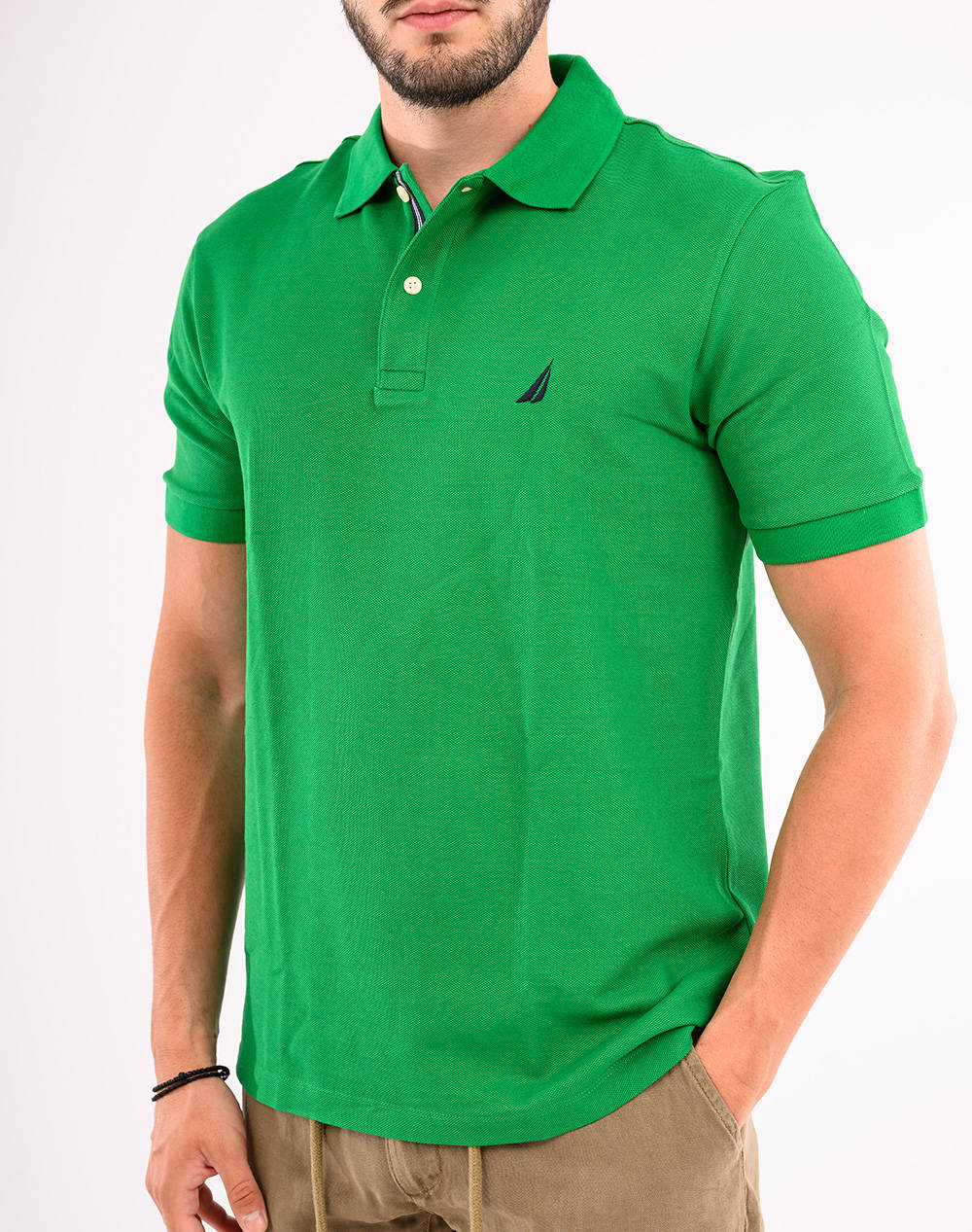 Nautica Polo Shirt Ss Fca Classic Fit Deck Polo Men Clothes T Shirts & Sweatshirts Polo Lawngreen Cotton 3Nck17000 3Qv Male Polo Green