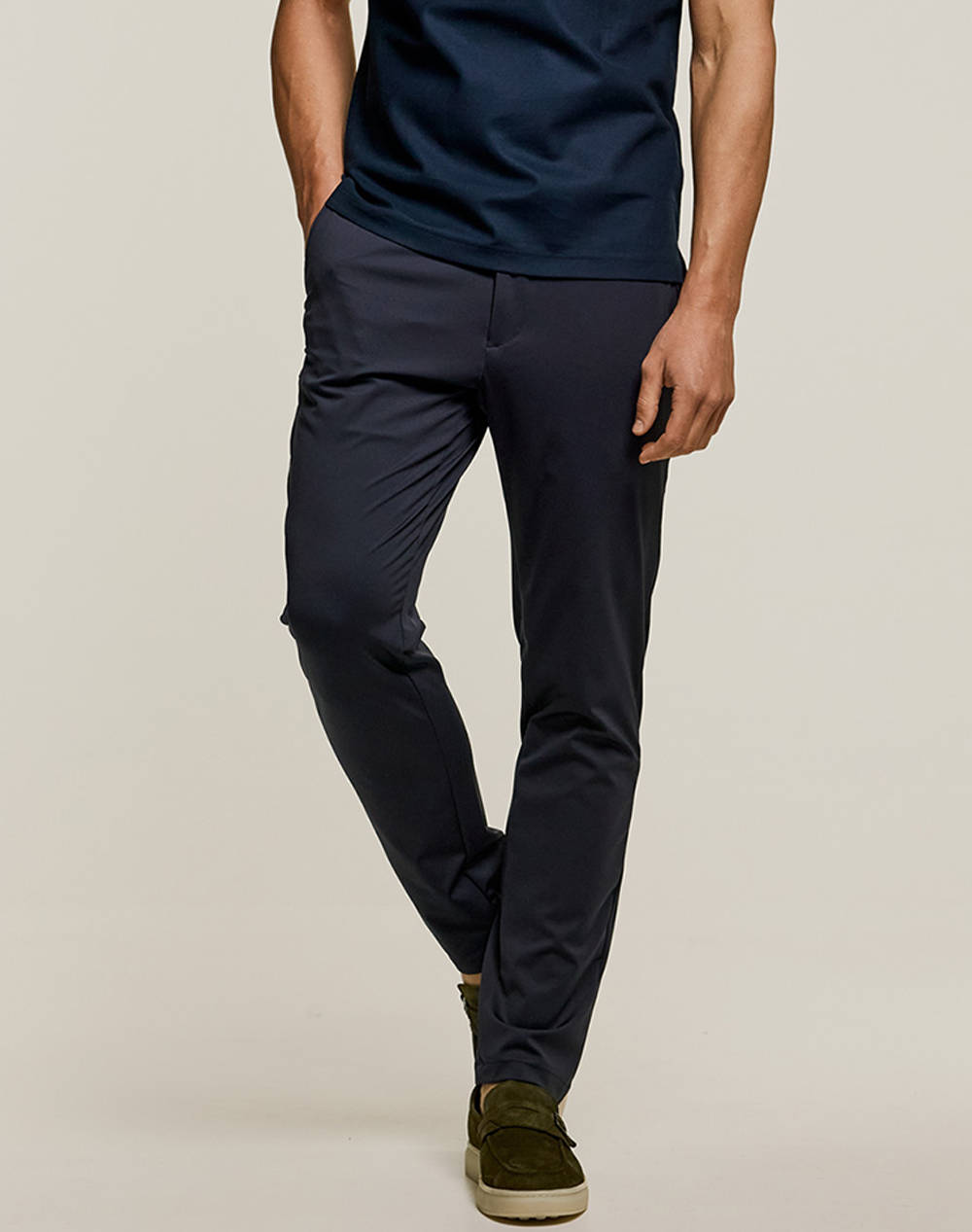 Bizzaro Es12515/2088 Pants With Elastication Men Clothes Trousers Chinos Darkblue Fabric Bzes12515/2088 4 Male Chinos Blue