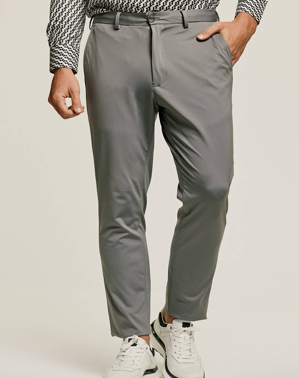 Bizzaro Es12515/2088 Pants With Elastication Men Clothes Trousers Chinos Gray Fabric Bzes12515/2088 9 Male Chinos
