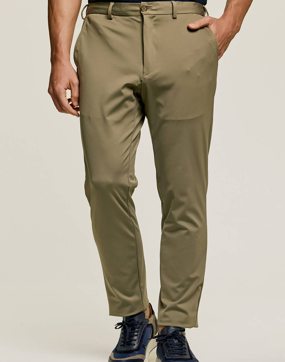 Bizzaro Es12515/2088 Pants With Elastication Men Clothes Trousers Chinos Olive Fabric Bzes12515/2088 45 Male Chinos