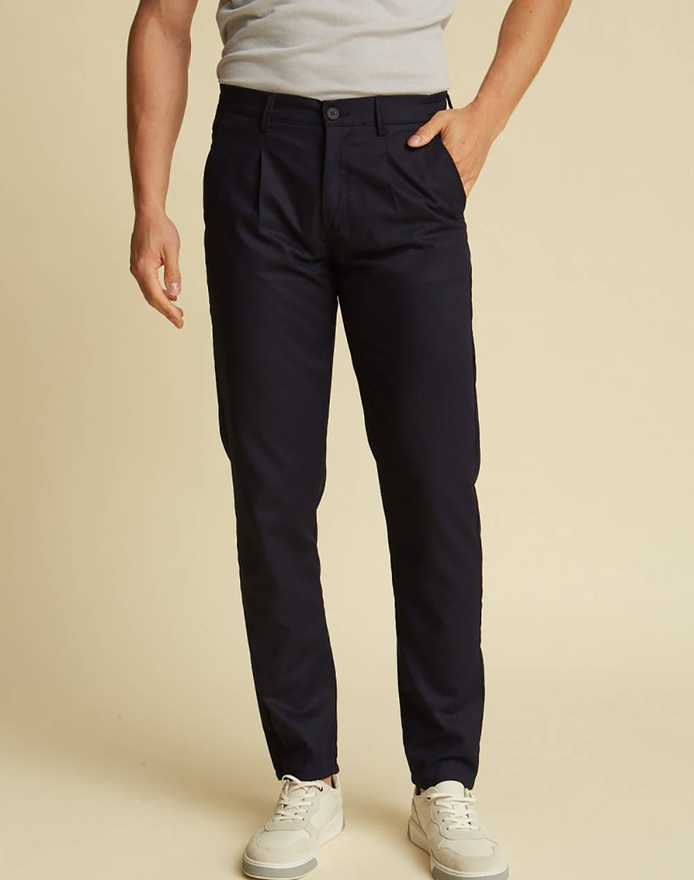 Dors Chino Pants With Elastic Men Clothes Trousers Chinos Darkblue Viscose,Elastic,Synthetic 2038012.C02 C02 Male Chinos Blue