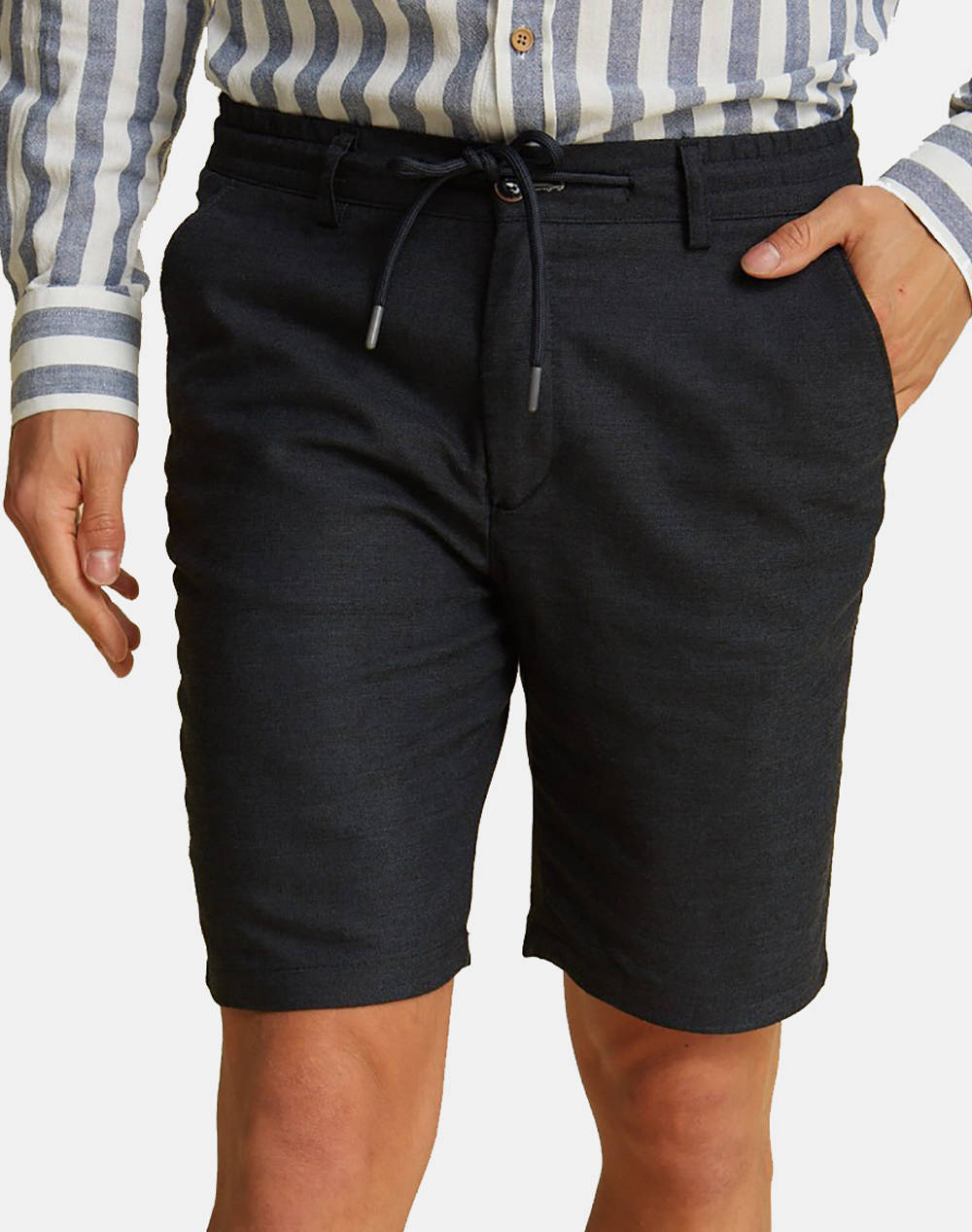 Dors Chino Bermuda Shorts With Elastic Men Clothes Shorts/Bermudas Chinos Darkblue Viscose,Elastic,Synthetic 2138003.C02 C02 Male Chinos Blue