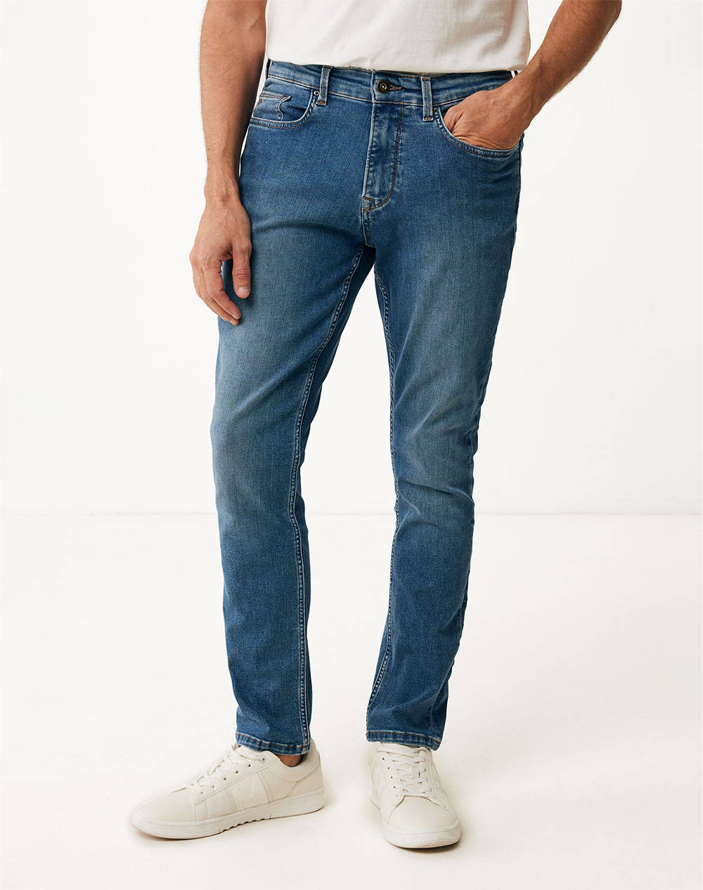 Mexx Logan Jeans Mid Waist / Slim Leg Men Clothes Trousers Jeans Denimblue Cotton,Elastic Mf006200351M 50078 Male Jeans Blue