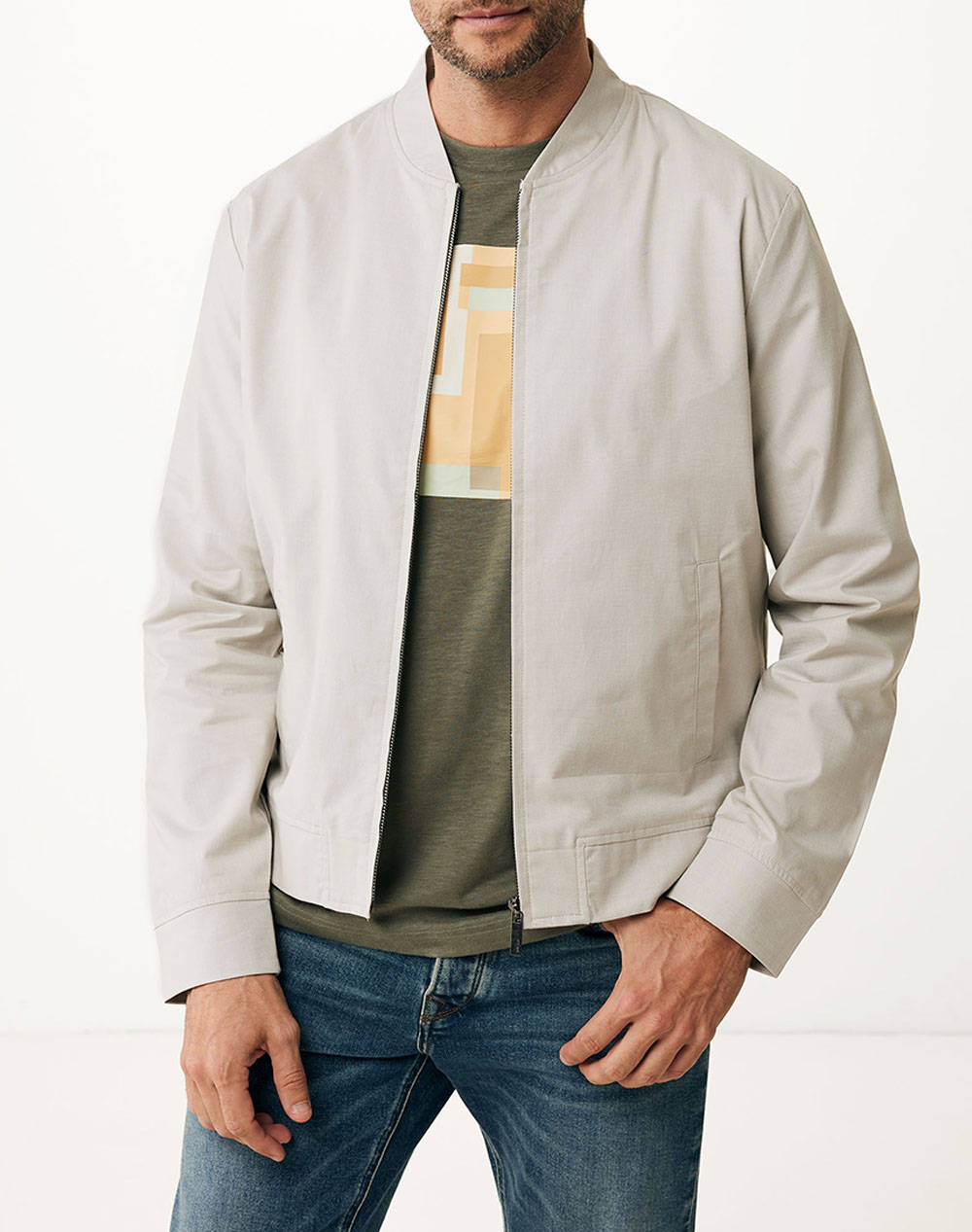 Mexx Smart Bomber Jacket Men Clothes Outerwear Jackets Lightgray Fabric Mf006401851M 144500 Male Jackets