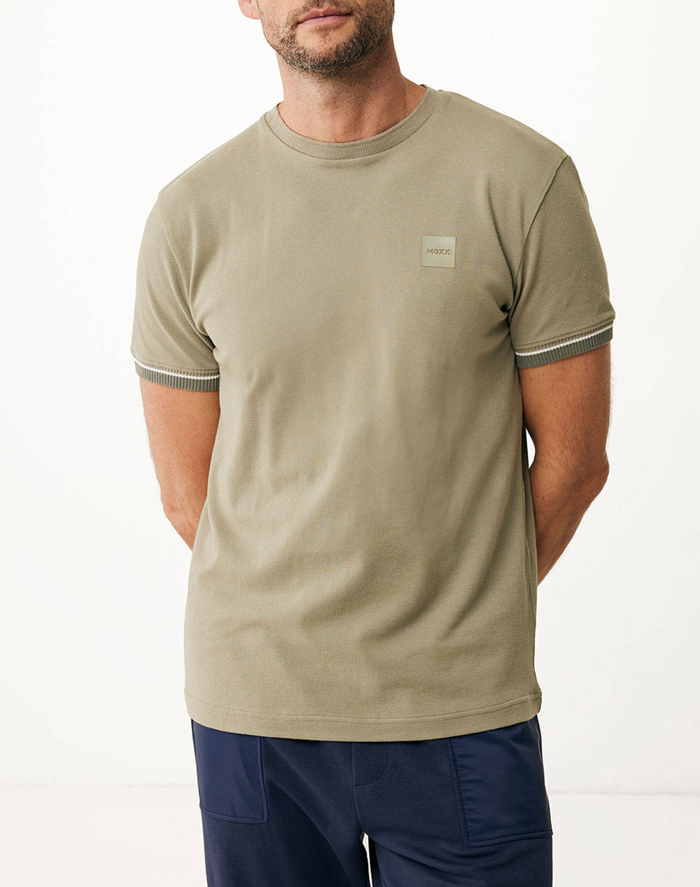 Mexx Tipping T Shirt Slim Fit Men Clothes T Shirts & Sweatshirts T Shirts Khaki Fabric Mf007805851M 170208 Male T-Shirts Khaki