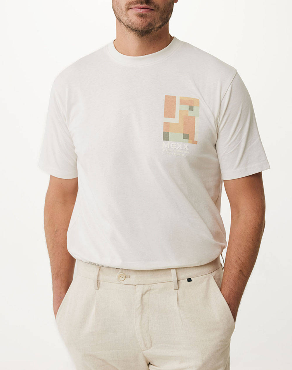 Mexx Artwork T Shirt Men Clothes T Shirts & Sweatshirts T Shirts Offwhite Cotton Mf007805551M 110602 Male T-Shirts