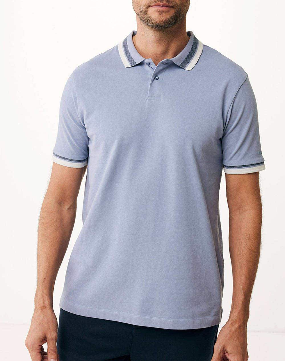 Mexx Bold Tipping Polo Regular Fit Men Clothes T Shirts & Sweatshirts Polo Lightblue Cotton Mf007100551M 173926 Male Polo Blue