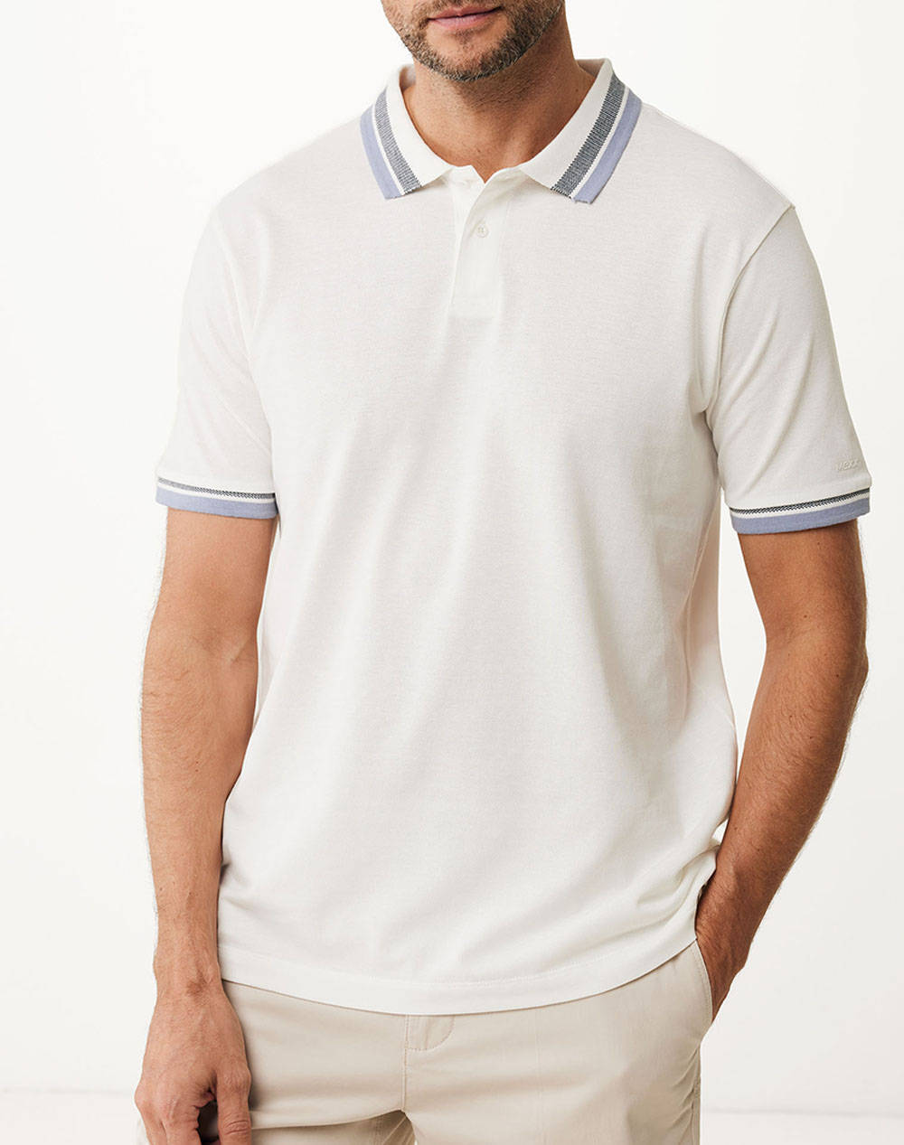Mexx Bold Tipping Polo Regular Fit Men Clothes T Shirts & Sweatshirts Polo Offwhite Cotton Mf007100551M 110602 Male Polo