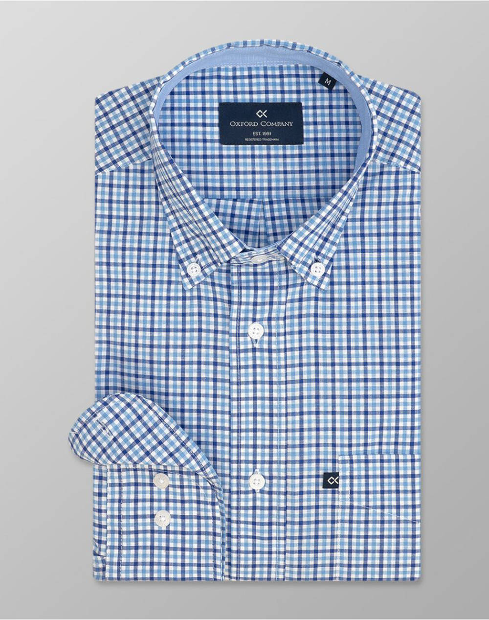 Oxford Company Button Down Shirt Men Clothes Shirts Blue Cotton F130 Bx11.06 06 Male Shirts Blue