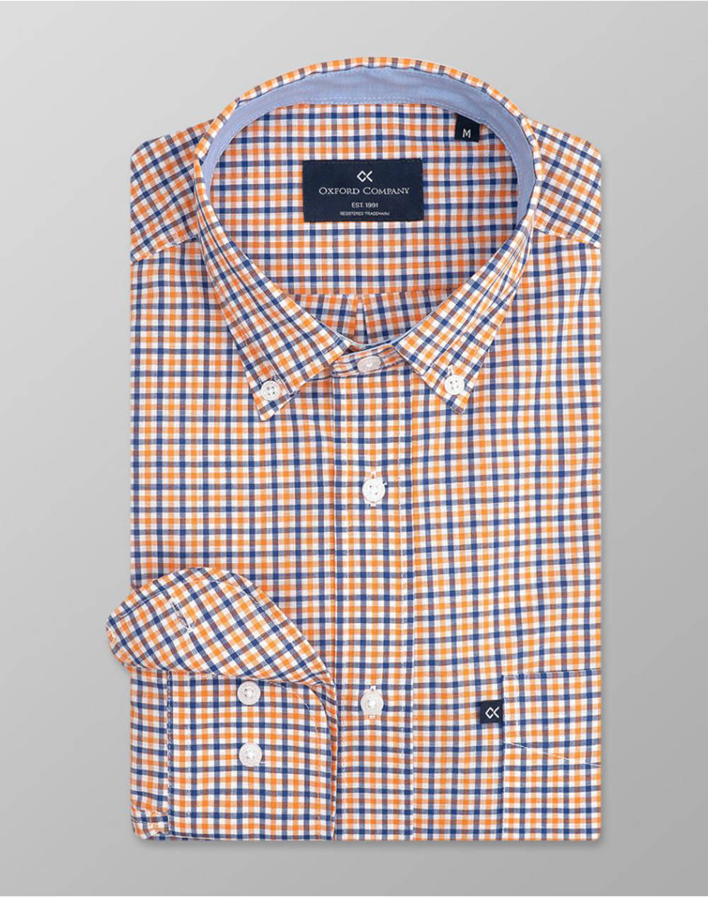 Oxford Company Button Down Shirt Men Clothes Shirts Orange Cotton F130 Bx11.03 03 Male Shirts