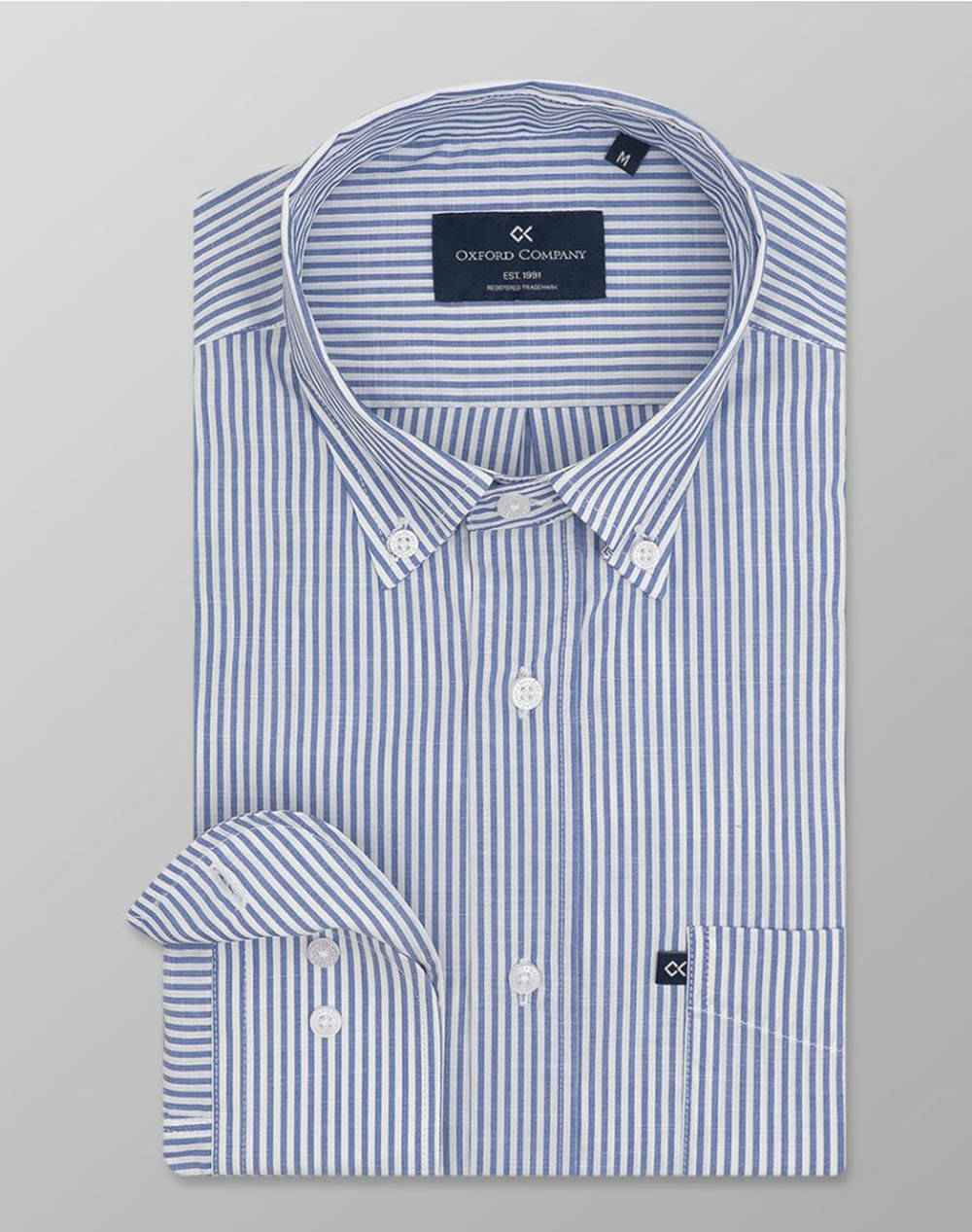 Oxford Company Button Down Shirt Men Clothes Shirts Blue Cotton F124 Bx10.01 01 Male Shirts Blue