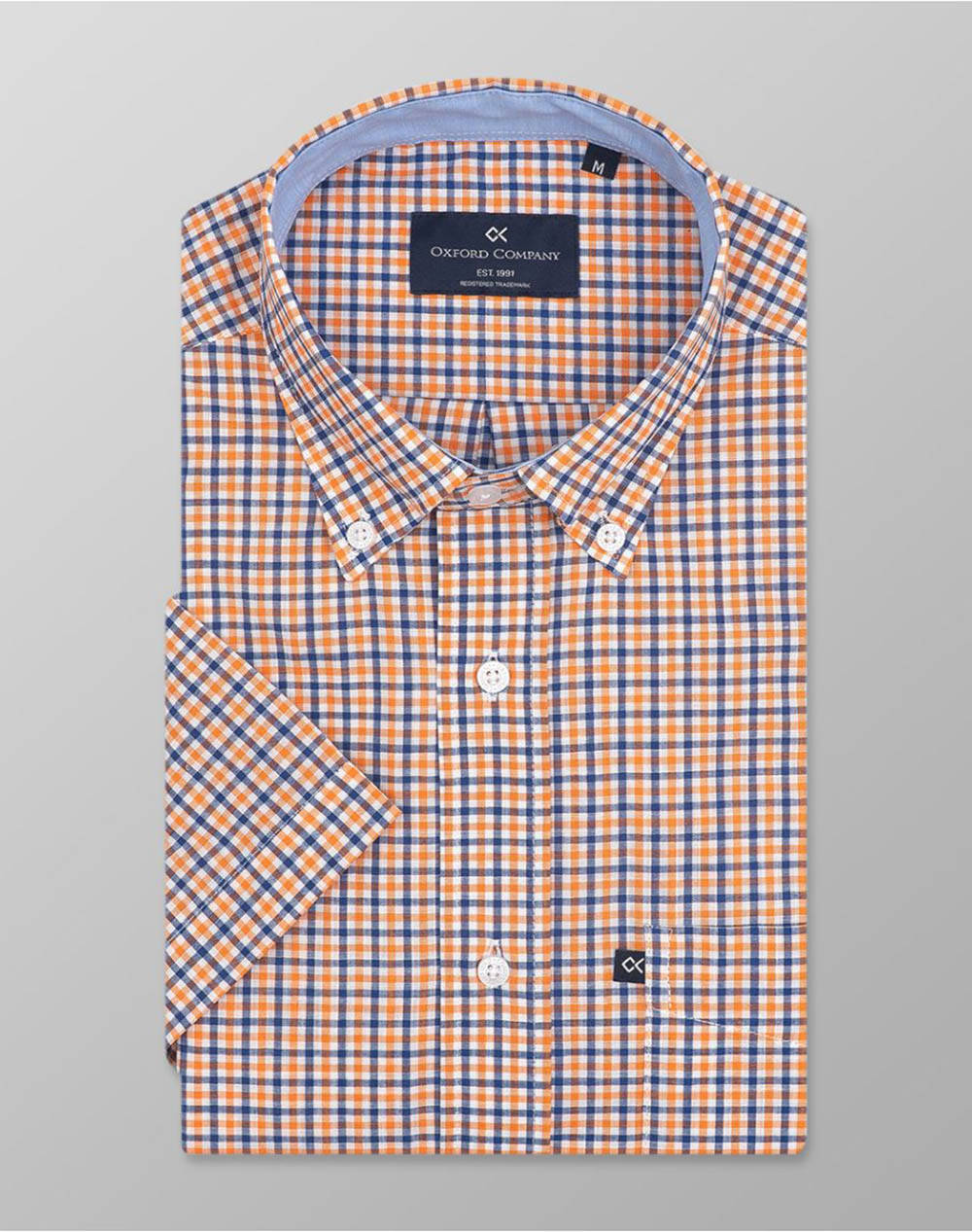 Oxford Company Button Down Ss Shirt Men Clothes Shirts Orange Cotton F130 Bx31.03 03 Male Shirts