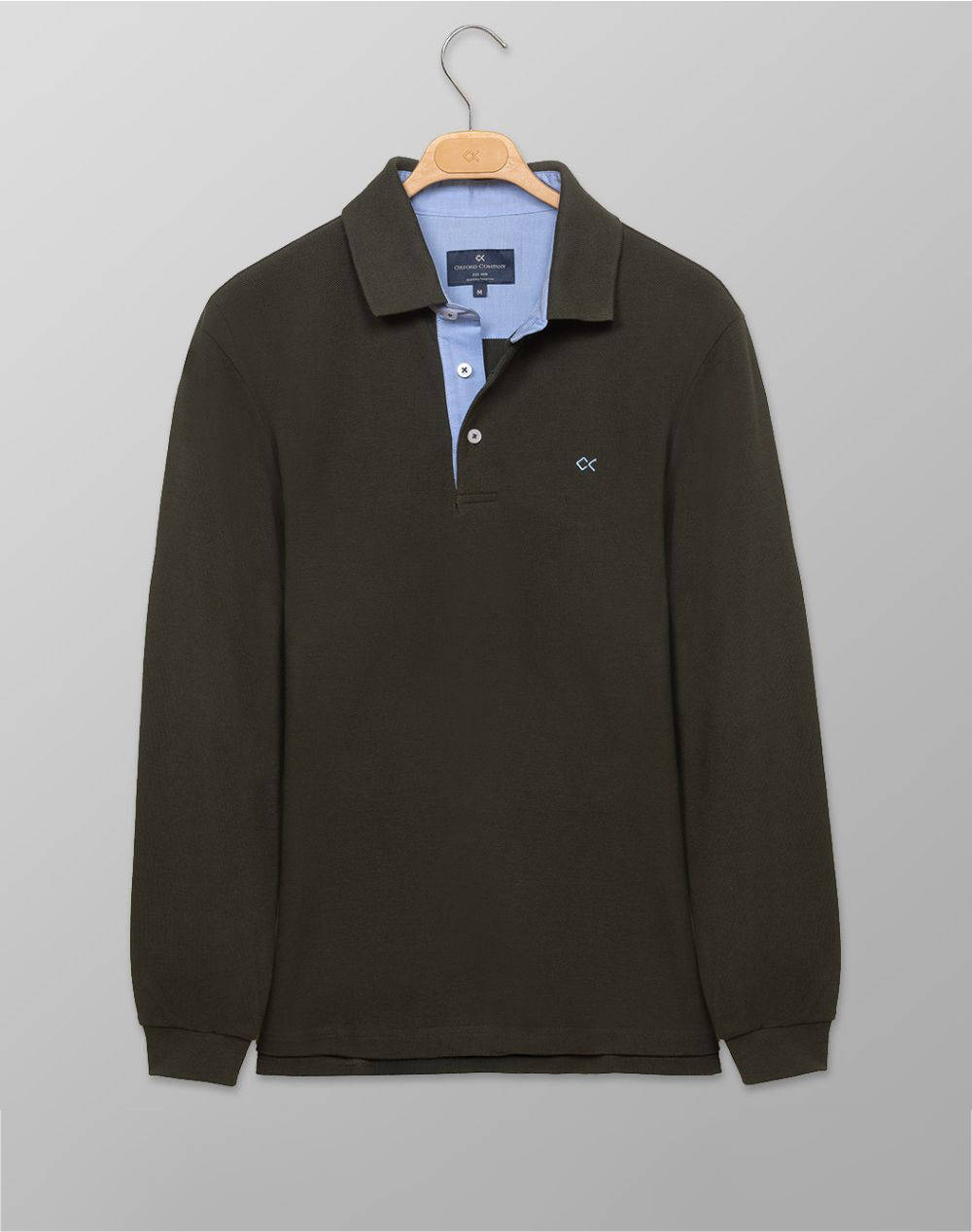 Oxford Company Polo Ls T Shirt Men Clothes T Shirts & Sweatshirts Polo Darkolivegreen Cotton P217 Px50.30 30 Male Polo Green