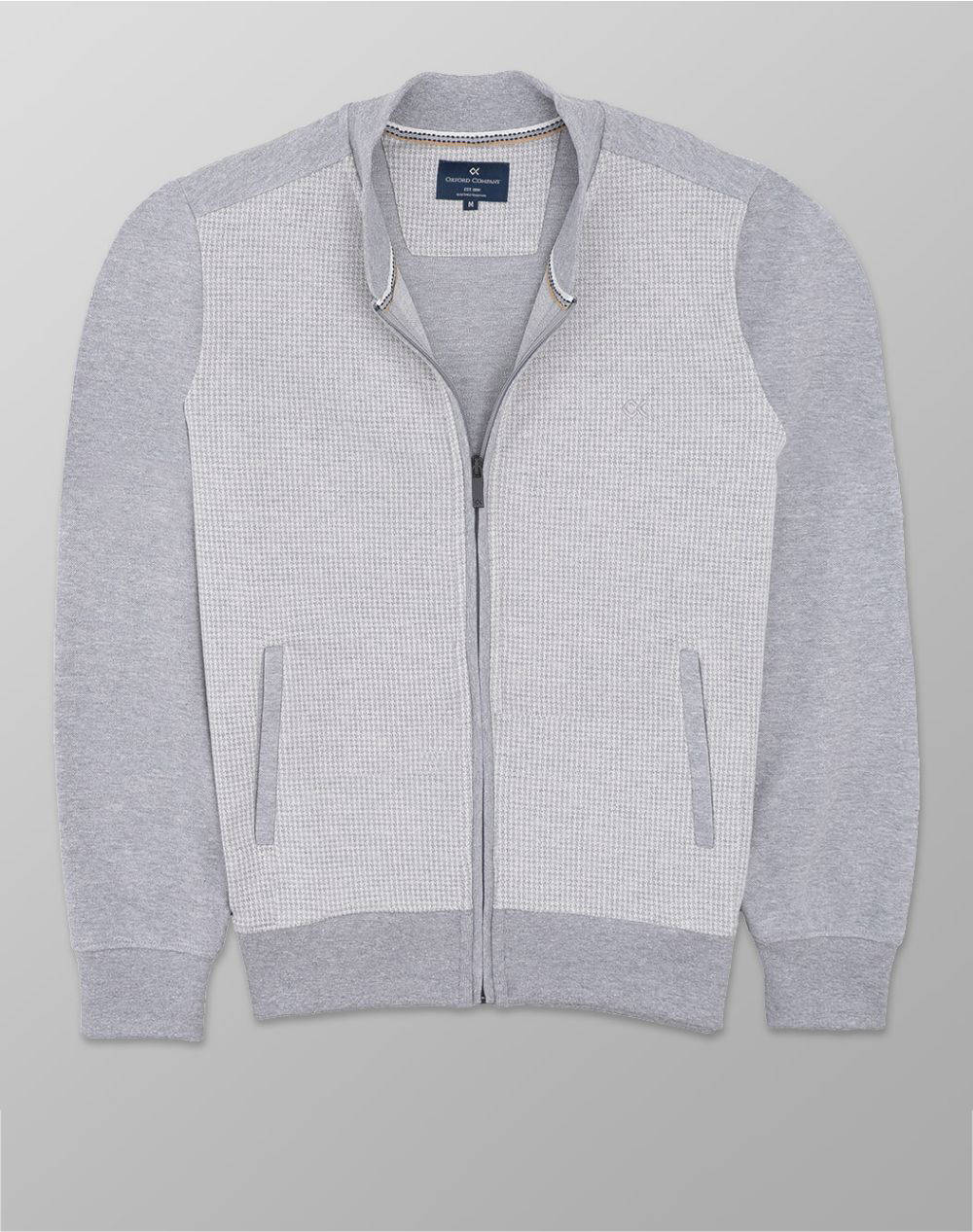 Oxford Company Bomber Shirt Men Clothes Jackets Zip Through Hoodies Lightgray Cotton,Synthetic F210 Jx60.01 01 Male Zip Through Hoodies
