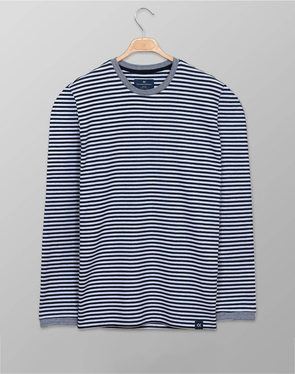 Oxford Company College Ls T Shirt Men Clothes T Shirts & Sweatshirts T Shirts Multi Linen K204 Mv50.01 01 Male T-Shirts