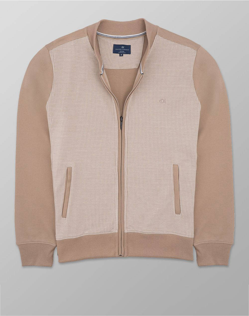 Oxford Company Bomber Shirt Men Clothes Jackets Zip Through Hoodies Biege Cotton,Synthetic F210 Jx60.02 02 Male Zip Through Hoodies Biege
