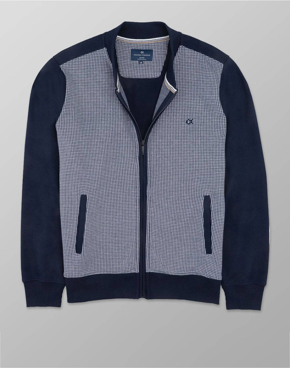 Oxford Company Bomber Shirt Men Clothes Jackets Zip Through Hoodies Darkblue Cotton,Synthetic F210 Jx60.03 03 Male Zip Through Hoodies Blue
