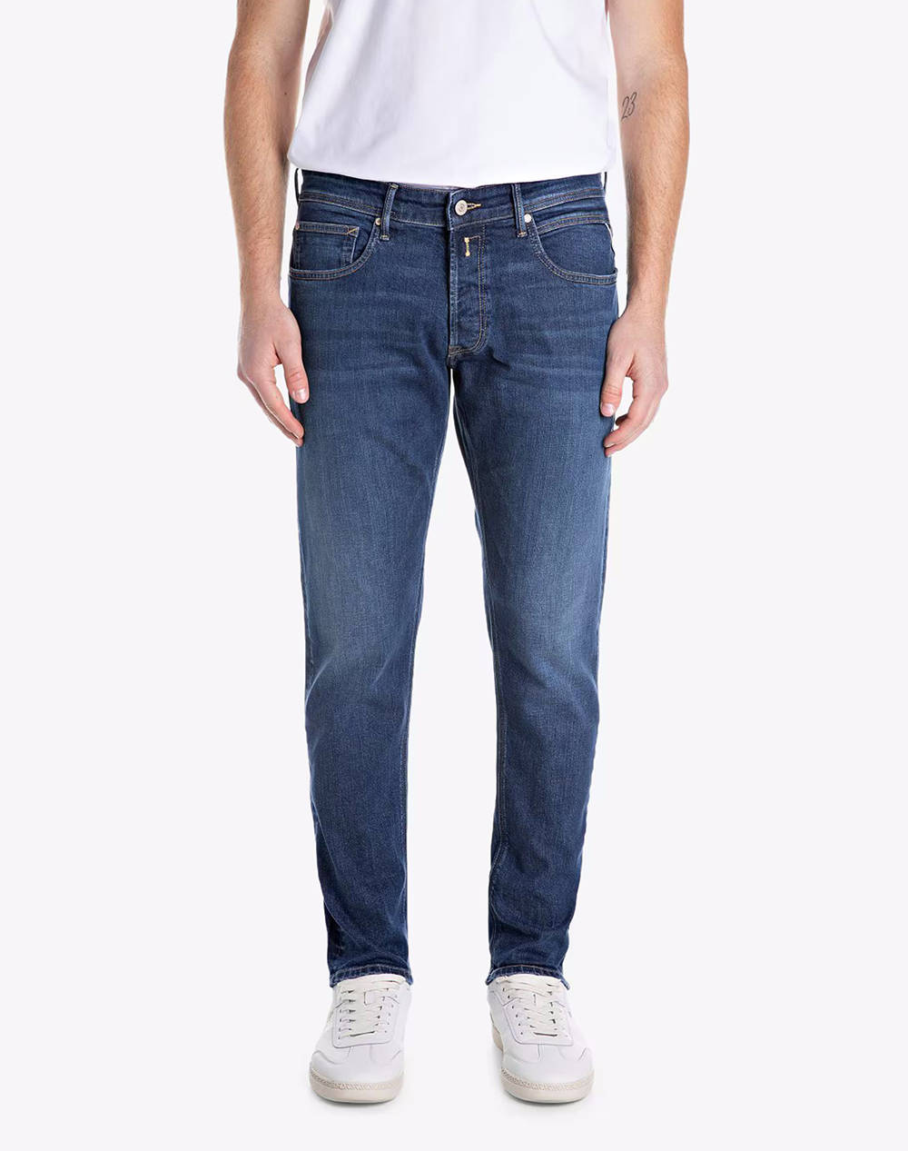 Replay Pants Men Clothes Trousers Jeans Denimblue Cotton,Elastic M1008 .000.573 840 007 Male Jeans Blue