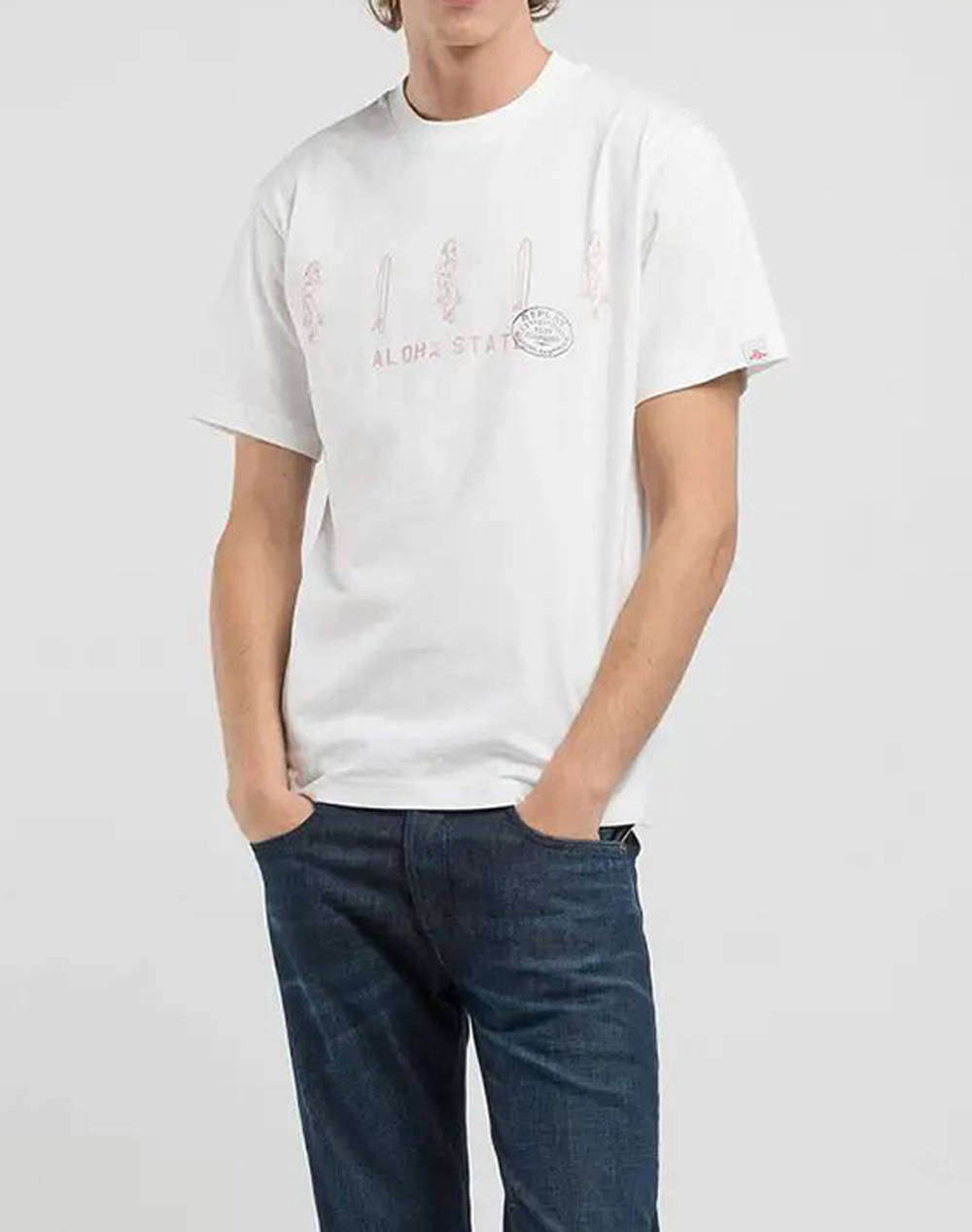 Replay Maco Men Clothes T Shirts & Sweatshirts T Shirts White Cotton M3067 .000.2660 011 Male T-Shirts