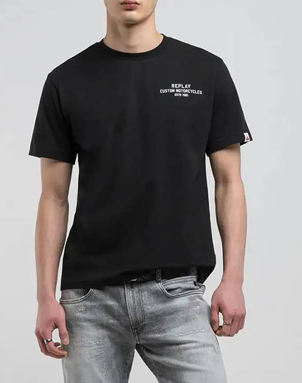 Replay Maco Men Clothes T Shirts & Sweatshirts T Shirts Black Cotton M3050 .000.2660 098 Male T-Shirts Black