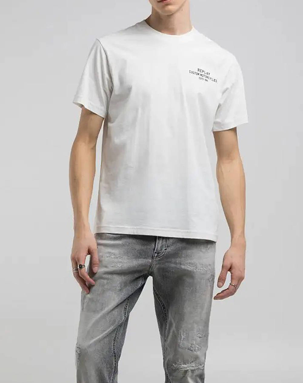 Replay Maco Men Clothes T Shirts & Sweatshirts T Shirts White Cotton M3050 .000.2660 011 Male T-Shirts