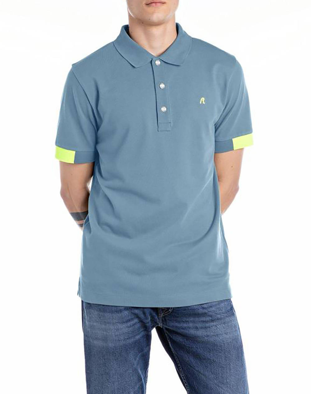 Replay Polo Shirt Fp Men Clothes T Shirts & Sweatshirts Polo Steelblue Cotton,Elastic M3006 .000.20623 388 Male Polo Blue