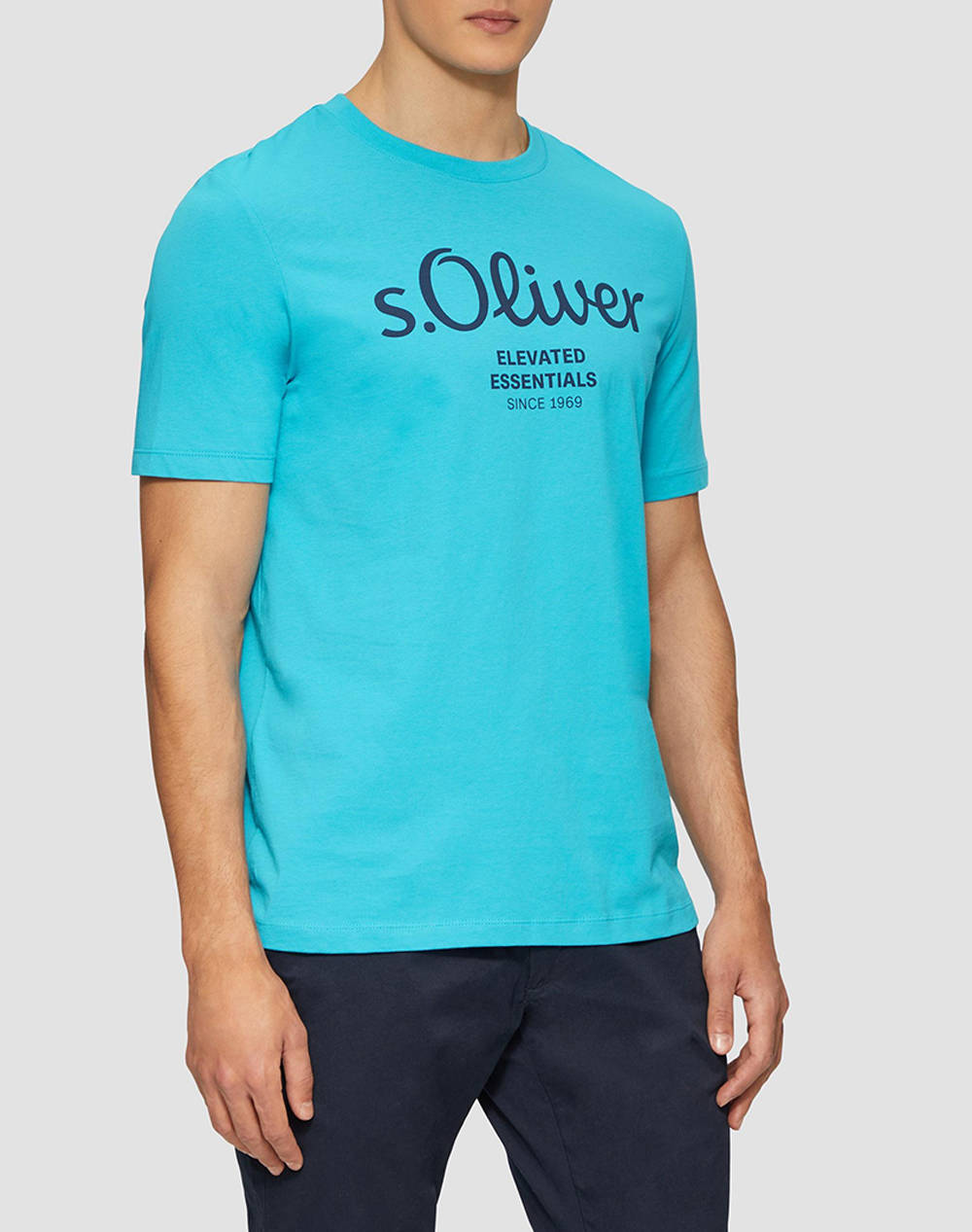 S.Oliver Shirt Men Clothes T Shirts & Sweatshirts T Shirts Lightblue Cotton 2139909 62D1 Male T-Shirts Blue