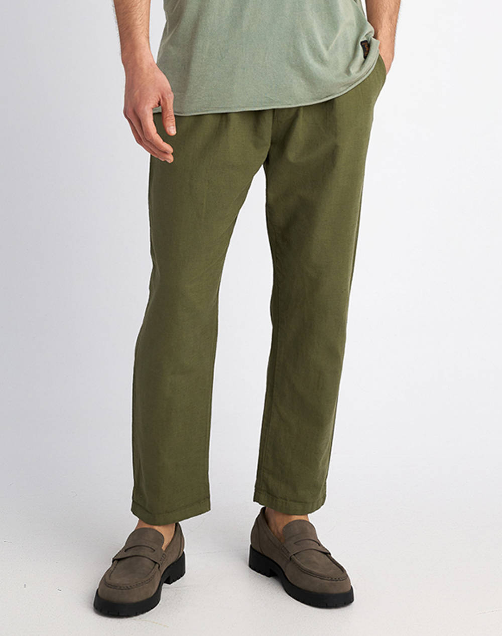 Staff Neithan Man Pant Men Clothes Trousers Chinos Armygreen Cotton,Linen 5 874.070.9.053 Ν0182 Male Chinos Green Army Green