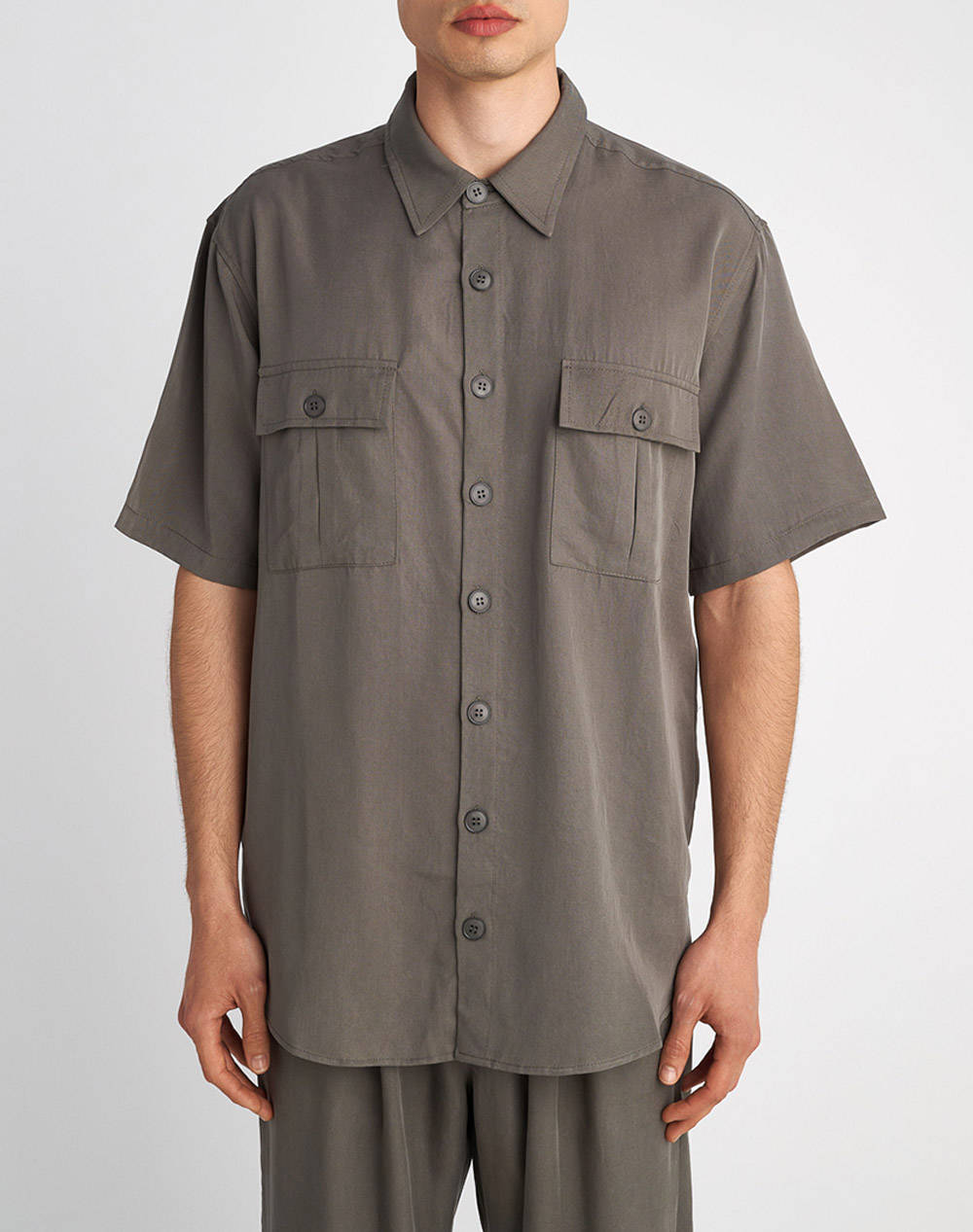 Staff Man Shirt Pace Short Sleeve Men Clothes Shirts Gray Synthetic 61 223.053 Ν0006 Male Shirts