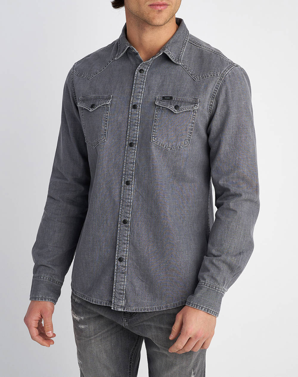 Staff Fino Man Shirt Men Clothes Shirts Denimgray Cotton 5 616.305.Gr.053 .00 Male Shirts
