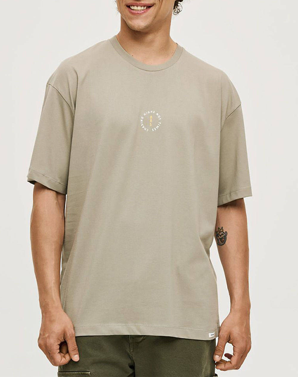 Brokers Men''S T Shirt Men Clothes T Shirts & Sweatshirts T Shirts Khaki Cotton 25017207751 62 Male T-Shirts Khaki