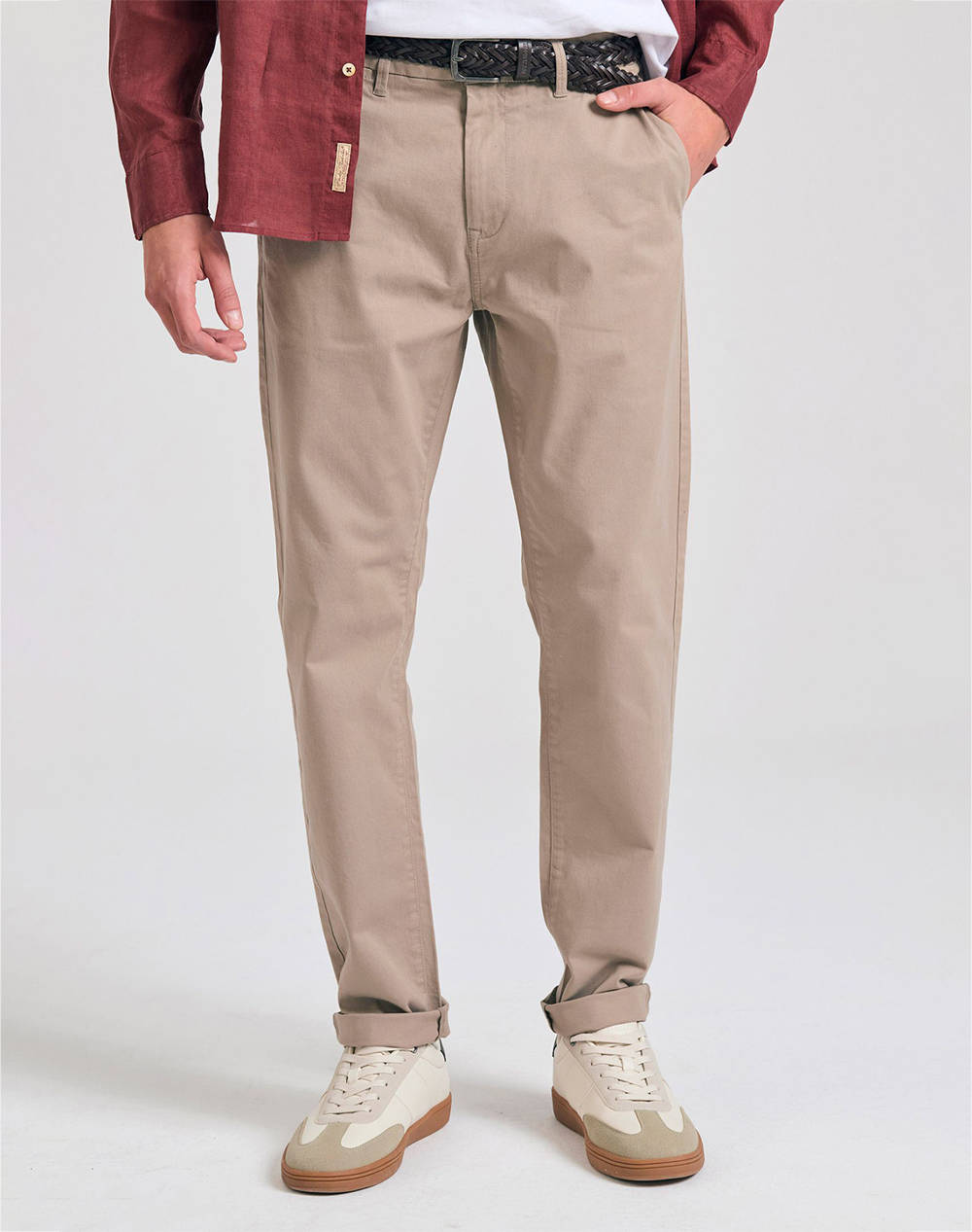 Funky Buddha Men''S Chino Pants Men Clothes Trousers Chinos Lightgray Cotton,Elastic Fbm011 001 02 Greige Male Chinos