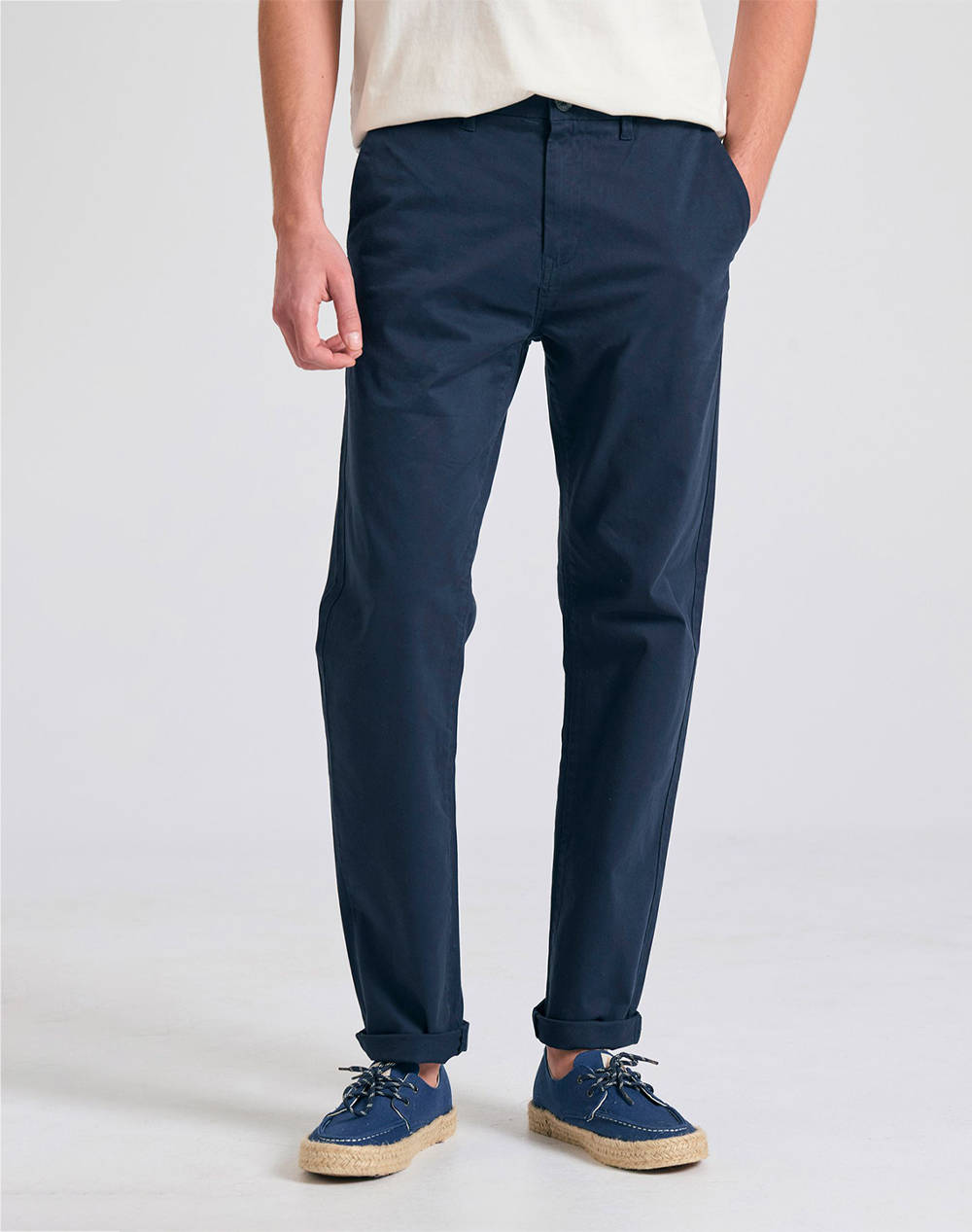 Funky Buddha Men''S Chino Pants Men Clothes Trousers Chinos Navyblue Cotton,Elastic Fbm011 001 02 Navy Male Chinos Blue