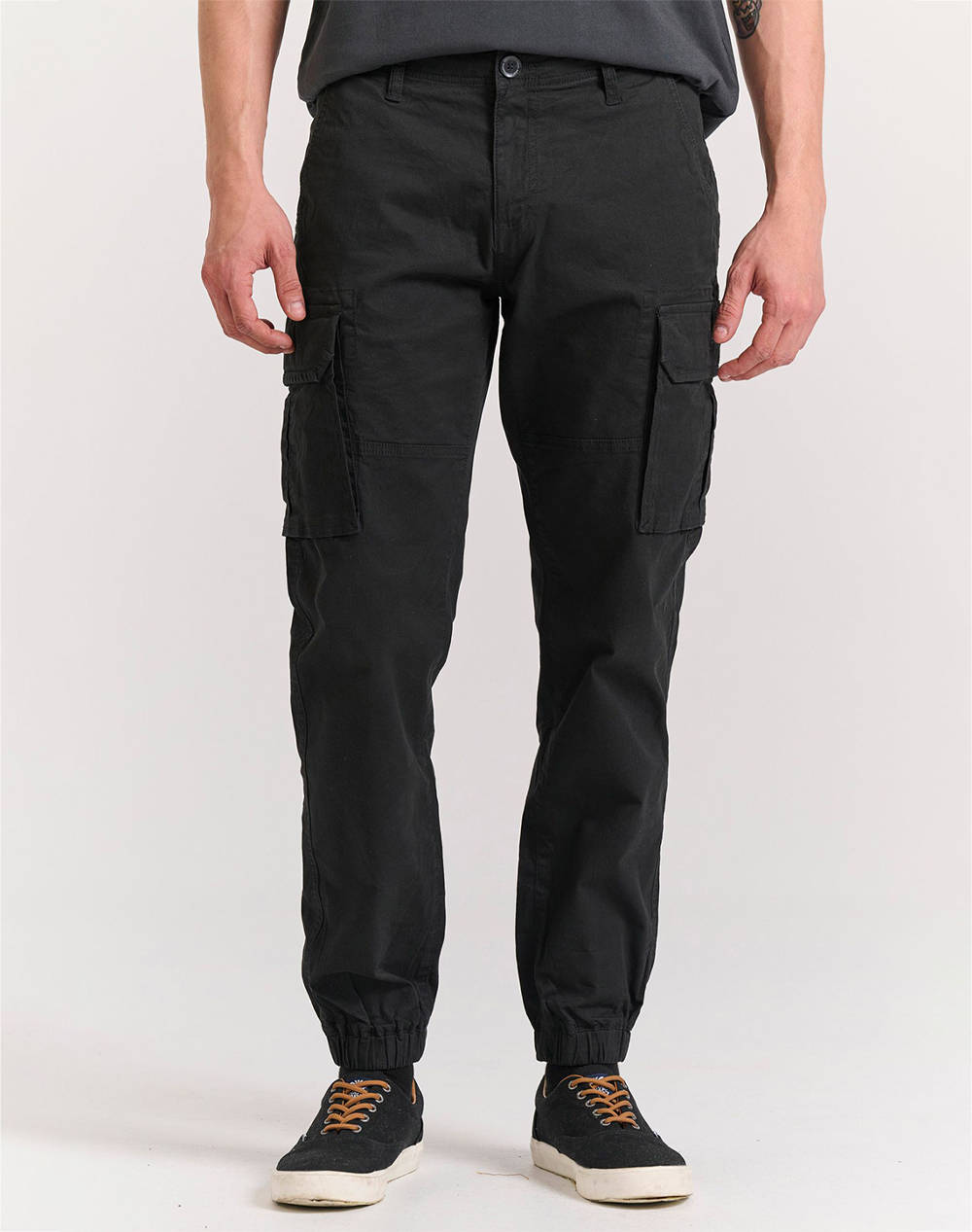 Funky Buddha Men''S Cargo Pants Men Clothes Trousers Cargo Black Cotton,Elastic Fbm011 030 02 Black Male Cargo Black