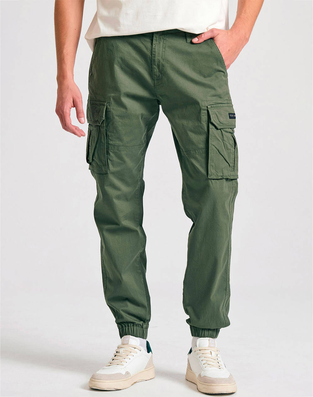 Funky Buddha Men''S Cargo Pants Men Clothes Trousers Cargo Green Cotton,Elastic Fbm011 030 02 Dusty Green Male Cargo Green