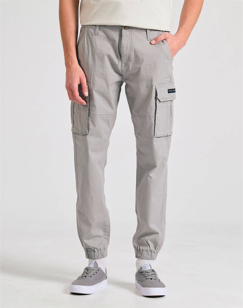 Funky Buddha Men''S Cargo Pants Men Clothes Trousers Cargo Lightgray Cotton,Elastic Fbm011 030 02 Elephant Male Cargo
