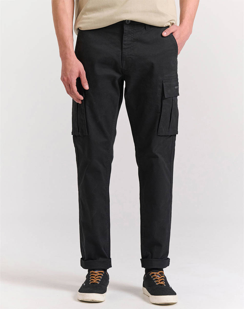 Funky Buddha Men''S Cargo Pants Men Clothes Trousers Cargo Black Cotton,Elastic Fbm011 002 02 Black Male Cargo Black
