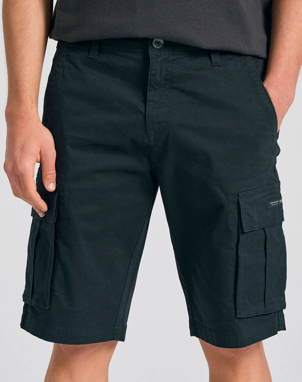 Funky Budha Men''S Cargo Bermuda Shorts Men Clothes Shorts/Bermudas Cargo Black Cotton,Elastic Fbm011 002 03 Black Male Cargo Black