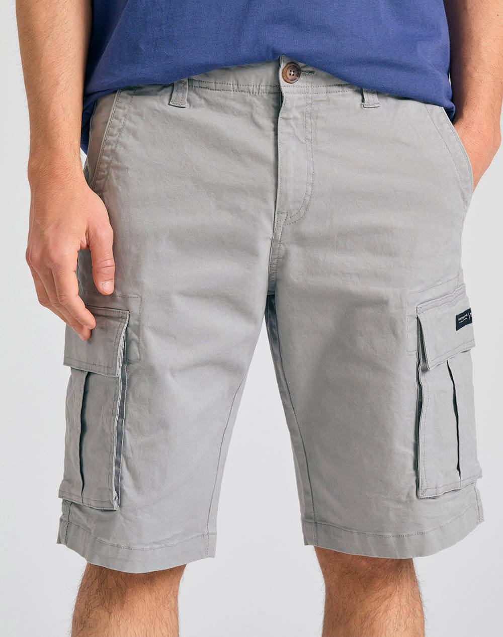 Funky Budha Men''S Cargo Bermuda Shorts Men Clothes Shorts/Bermudas Cargo Lightgray Cotton,Elastic Fbm011 002 03 Elephant Male Cargo
