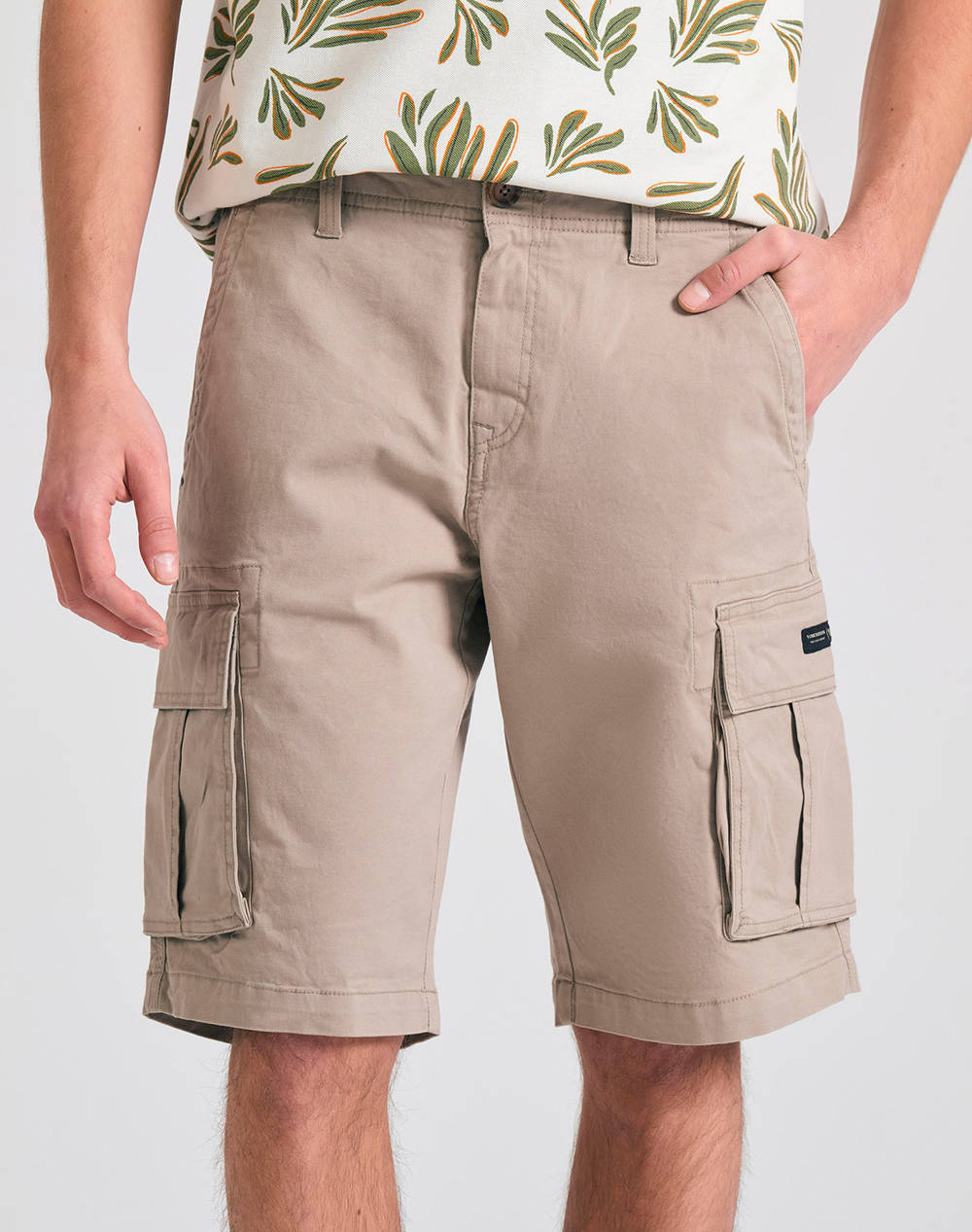 Funky Budha Men''S Cargo Bermuda Shorts Men Clothes Shorts/Bermudas Cargo Sandybrown Cotton,Elastic Fbm011 002 03 Greige Male Cargo Brown