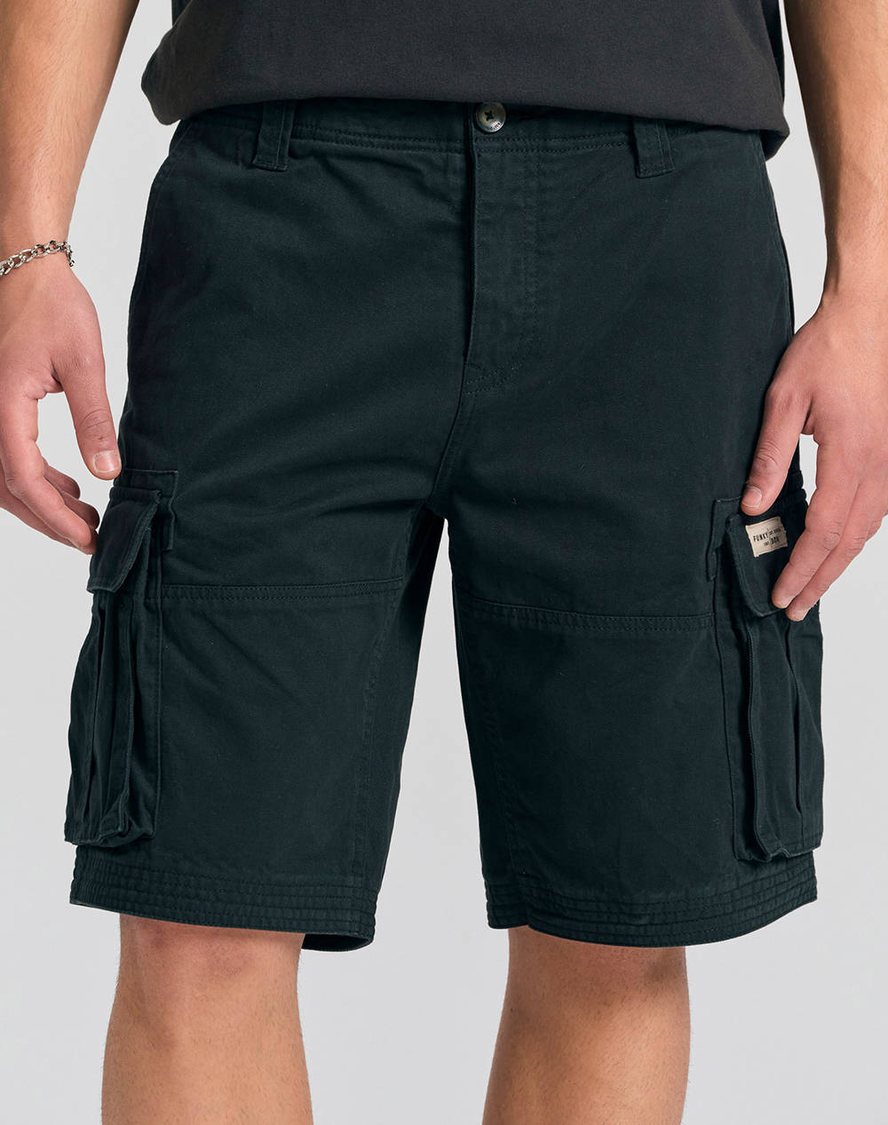 Funky Buddha Men''S Cargo Bermuda Shorts Men Clothes Shorts/Bermudas Cargo Black Cotton Fbm011 031 03 Black Male Cargo Black