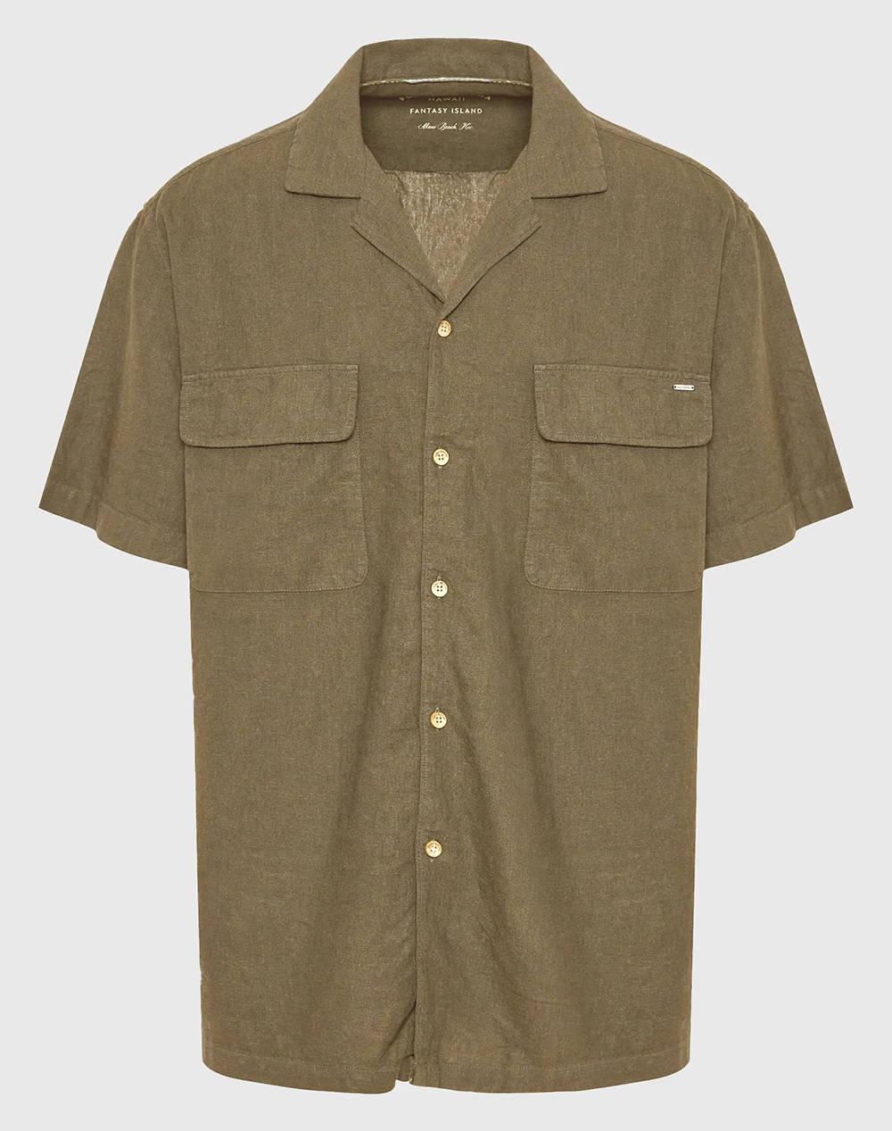 Funky Buddha Men''S Short Sleeve Shirt Men Clothes Shirts Olive Linen,Synthetic Fbm011 008 05 Olive Male Shirts