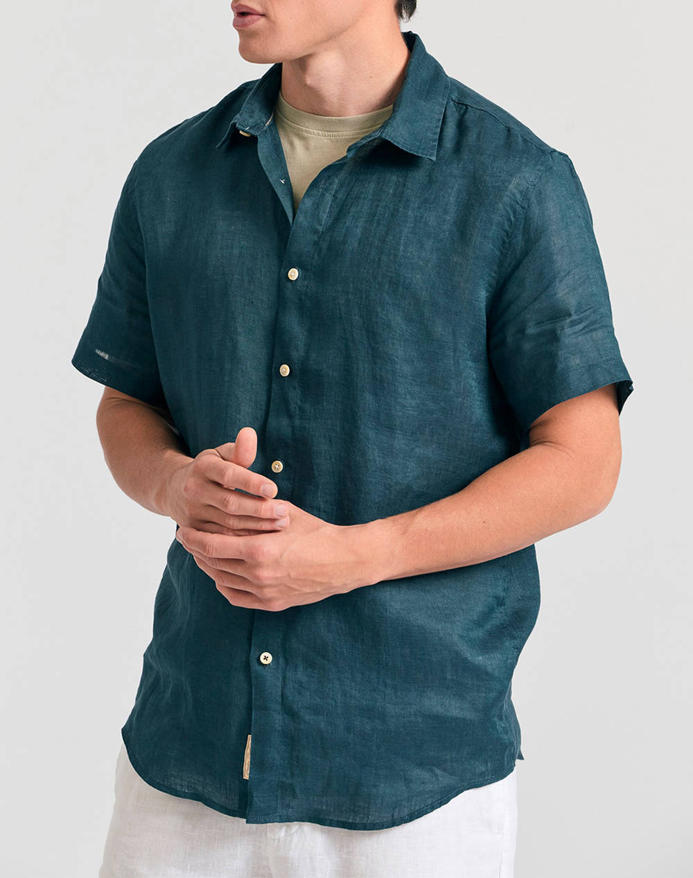 Funky Buddha Men''S Short Sleeve Shirt Men Clothes Shirts Petrol Linen Fbm011 002 05 Dark Sea Male Shirts